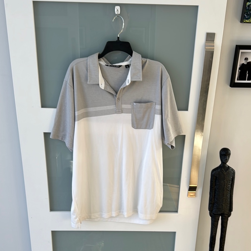 Travis Mathew Gray and White Men's Polo Shirt